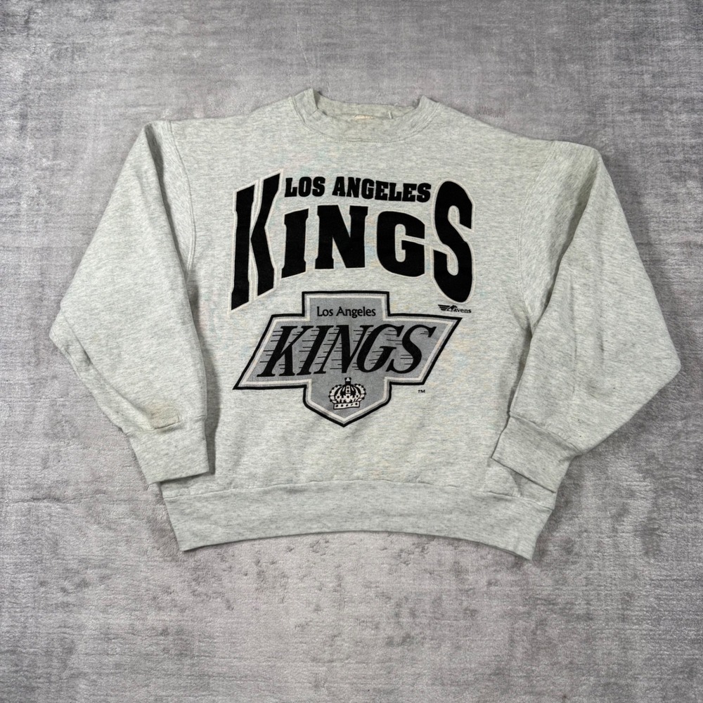 LA Kings Sweatshirt Mens Large Gray Vintage 90s Ravens NHL Hockey Crewneck